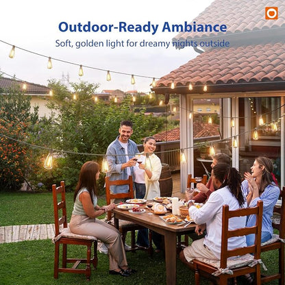 addlon 100FT LED Outdoor String Lights with Remote Waterproof Patio Lights with Shatterproof ST38 Replaceable Bulbs, Dimmable Outside Hanging Light Connectable for Porch, Backyard (Pack of 2)