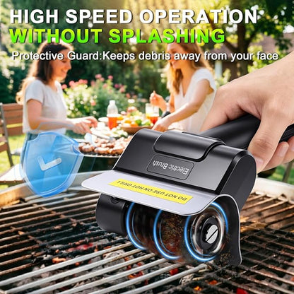 BBQ Electric Grill Brush for Outdoor Grill, Electric Grill Cleaner Brush | 1100RPM electric bbq grill brush with Dual Safety Lock, Splash-Proof Grill Cleaning Brushes Scrubber, 2 Stainless Steel Heads