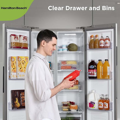 Hamilton Beach HBF1558 15.6 cu ft Counter Depth Full Size Refrigerator, Side Doors, Stainless