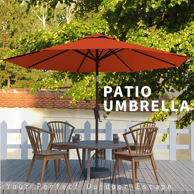 10FT Patio Umbrella, Outdoor Umbrella with Push Button Tilt and Crank, 8 Sturdy Ribs, UV Protection & Waterproof Market Umbrella for Pool, Backyard, Beach,Deck