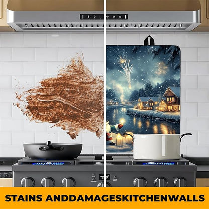 Christmas Stove Top Cover Snowman Stove Top Cover for Home Decoration Kitchen Pad Non-Stick Washable Cooktop Covers Countertop Protector Keep Stove Clean 28"x20" (Snowhouse)