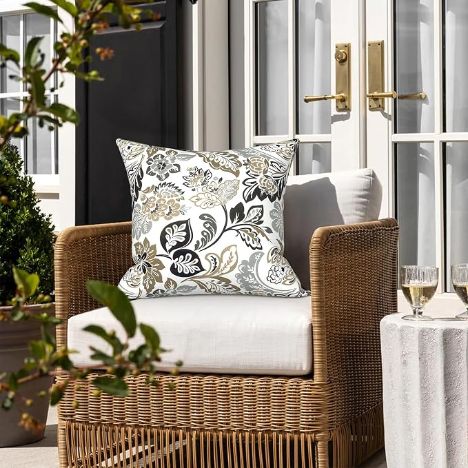 LVTXIII 2 Pack Outdoor Pillow Covers ONLY 18x18 Inch, Water-Repellent Square Decorative Cushion Covers for Patio Furniture, Garden, Sofa, Dailey Tan