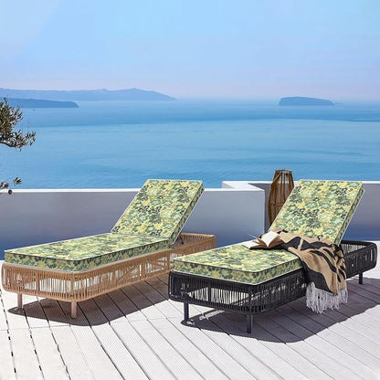 LVTXIII Outdoor Chaise Lounge Cushion 72x21x3 Inch, Water-Repellent Patio Seat Cushion with Ties & Hidden Zipper, Thick Foam Pad for Lawn Chair, Poolside, Patio Furniture, Green Rose
