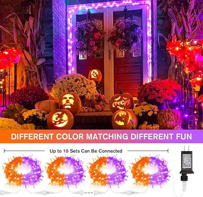 JMEXSUSS 100 LED Orange & Purple Halloween Lights Plug in | Connectable Color Changing String Lights, 33ft Indoor/Outdoor for Halloween Party Decor & Christmas