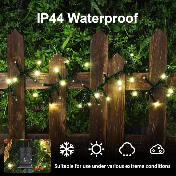 500 LED String Lights - Outdoor, 46ft, 500LED, Warm White, Plug-in Twinkle Fairy Lights with 11 Modes, Bedroom, Christmas
