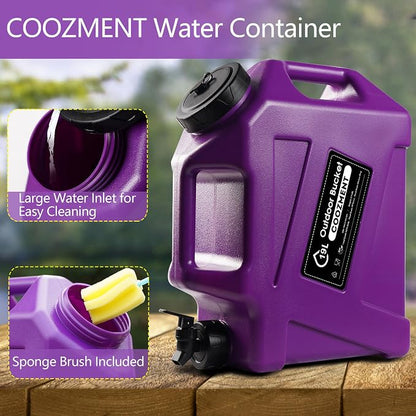 COOZMENT 3.2 Gallon/5 Gallon Water Containers with Spigot, BPA Free Water Jug, Military Green Water Tank, Multifunction Water Storage Containers for Camping Outdoor Hiking,Emergency Storage