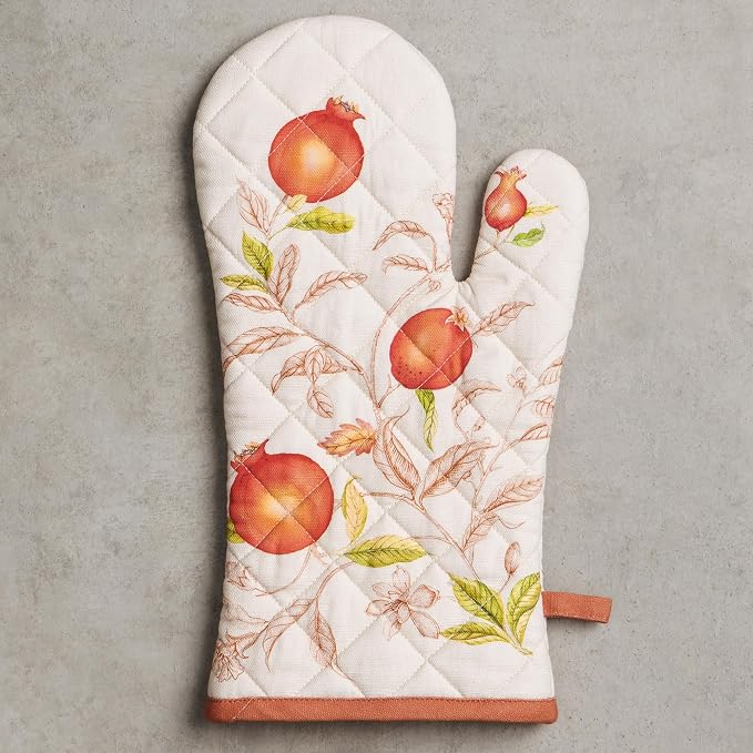 Maison d'Hermine Oven Gloves 100% Cotton Oven Mitt (7" x 13", Pack of 1) | With Loop Heat Resistant BBQ Cooking Gloves Baking Kitchen Handling Hot Pans Thanksgiving Christmas - Vintage Harvest