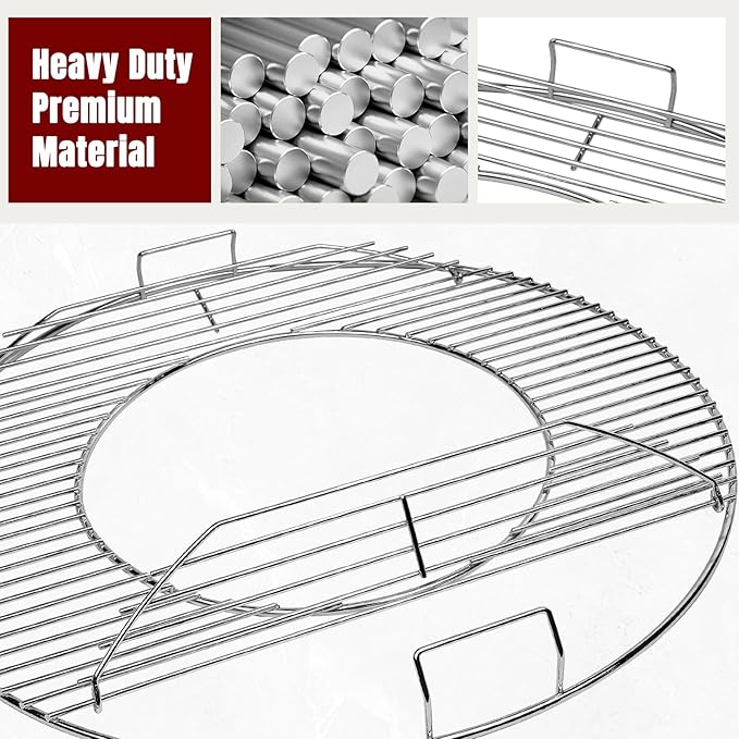 SHINESTAR Grill Grate for 22" Weber Charcoal Grills, Kettle, Performer, Master-Touch, Upgraded 8835 Gourmet BBQ System Hinged Cooking Grate, 21.5x21.5 Inch