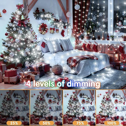 KNONEW 203FT Outdoor Christmas Fairy Lights Plug in,600 LED String Lights Outdoor Waterproof 8 Modes Memory Times for Wedding Bedroom Walls Garden Trees Decoration(Cool White)
