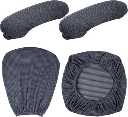 Tallew 4 Pcs Office Chair Covers Stretchable Armrest Seat,XL,Dark Gray | Universal Fit Office Desk Chairs, Protective Seat Backrest Slipcovers, Stretchable Prevent Wear, Easy Install for Rotating