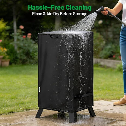 30 Inch Smoker Cover for Masterbuilt, Heavy Duty Waterproof Vertical Electric Smoker Cover with Windproof Straps & Handles, UV & Fade Resistant Outdoor BBQ Grill Protection, Black