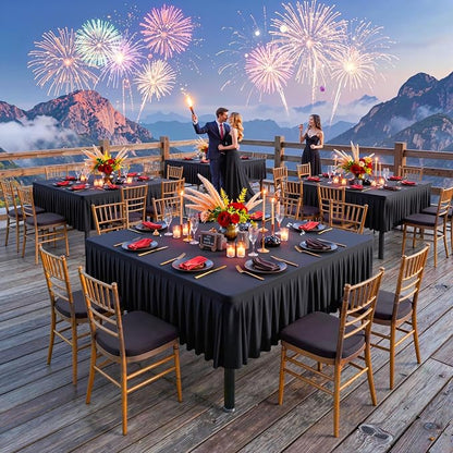 PARTISKY Black Spandex Square Tablecloths 60x60 Inch, 2 Pack Wrinkle Free Fitted Card Table Cloth Stretch Square Table Cover for Kitchen Dinner, Holiday Party, Wedding Banquet, Display Trade Show