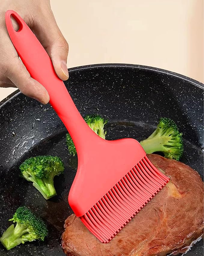 2Pcs Silicone Basting Pastry Brush - Heat Resistant Cooking Brushes Food Brush for Oil, Sauce, BBQ, Baking Outdoor Grill Dishwasher Safe – Red
