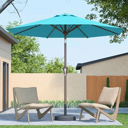 10FT Patio Umbrella Outdoor Market Umbrella with Crank and Tilt, 8 Flexible Fiberglass Ribs, UV-Resistant Waterproof Canopy for Patio, Deck, Garden, Backyard, Sky Blue