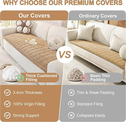 OstepDecor Couch Cover for Dogs, Washable Non Slip Sofa Cover for Pets | Soft Couch Covers for Sofa, Loveseat and Sectional, Furniture Protector Against Pet Hair & Dirt (27.6" x 27.6", Khaki)