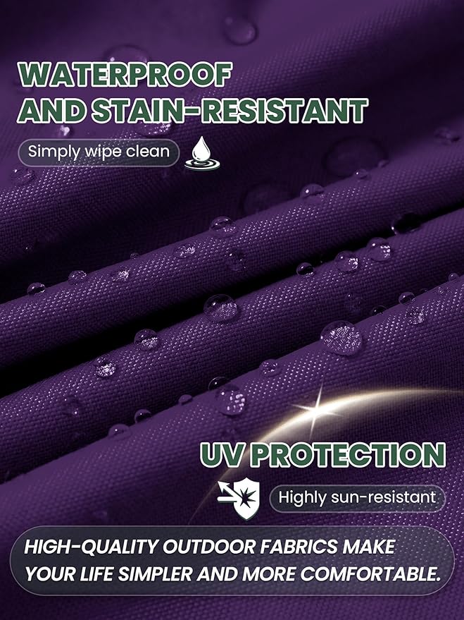 Outdoor Chair Cushion 24 x 24 x 5 Inches Patio Furniture Outdoor Waterproof Seat Cushion, Patio Chair Cushion with Handles and Ties, Square Dining Chair Cushion Set of 6, Purple