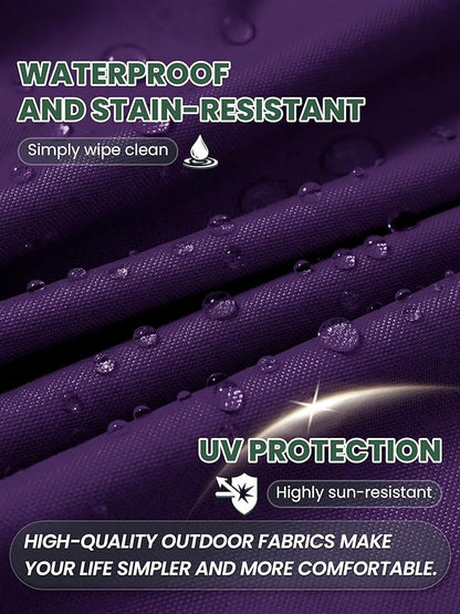 Outdoor Chair Cushion 24 x 24 x 5 Inches Patio Furniture Outdoor Waterproof Seat Cushion, Patio Chair Cushion with Handles and Ties, Square Dining Chair Cushion Set of 2, Purple