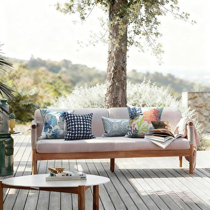 LVTXIII 2 Pack Outdoor Pillow Covers ONLY 18x18 Inch, Water-Repellent Square Decorative Cushion Covers for Patio Furniture, Garden, Sofa, Clemens Noir Blue