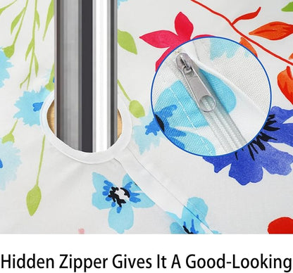 Oval Outdoor Tablecloth with Umbrella Hole and Zipper, Patio Table Covers for Spring/Summer, Machine Washable Outdoor Party/Picnic Oval Table Cloth