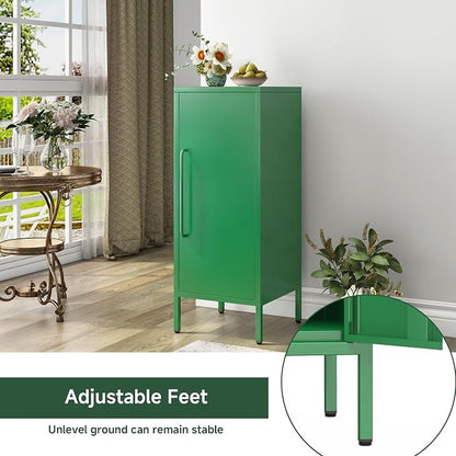 Metal Storage Cabinet 39.5” Decorative Storage Cabinet with Door & 2 Adjustable Shelves for Home Office Garage Kitchen (Green)
