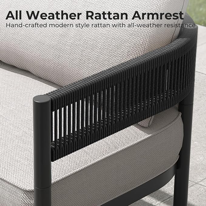 Gand Patio Outdoor Loveseat,Wicker Conversation Set with Thick Cushion for Porch, Garden, Yard