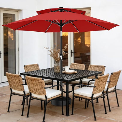 AreShark 10ft 2 Tiers Patio Umbrella - Outdoor Umbrella Waterproof UV Protection, Market Table Umbrella w/Push Button Tilt&Crank for Pool, Porch, Garden(Red)