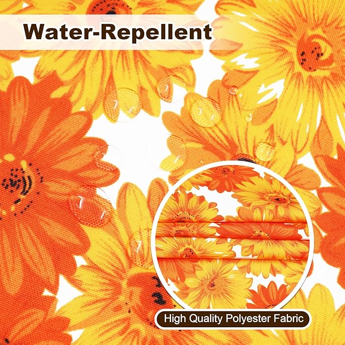 Poise3EHome 60 inches Round Outdoor Tablecloth with Umbrella Hole and Zipper,Spillproof Patio Table Cloth for Camping Picnic Party Garden Table, Yellow Flower