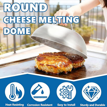 SafBbcue 2 Sets Flat top Grill Accessories 12" Cheese Melting Dome Basting Cover for Blackstone, Pitboss, Camp Chef Steamer Pizza Oven/Wok Cover, Food Metal Dome Cover for Grill Cooking Accessories