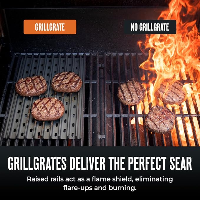 GrillGrate Flavor Zone | Universal Grill Accessory for Gas Grills, Pellet Grills, or Charcoal Grills | Hard Anodized Aluminum | 15 for Any Grill