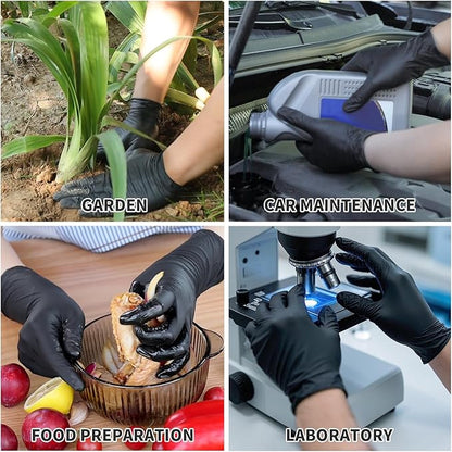 FINITEX - Black Nitrile Disposable Gloves, Exam Gloves, Powder-free, Latex-free, 3mil, Case of 10 Boxes
