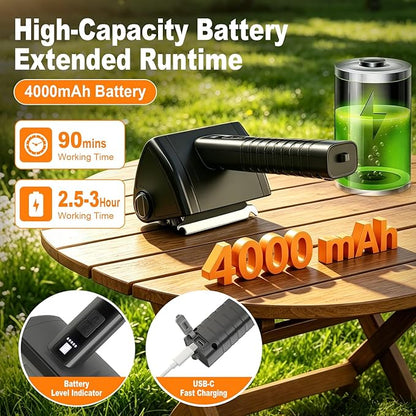 Electric Grill Brush for Outdoor Grill, 4000mAh Cordless Rechargeable BBQ Cleaner with LED Light,2-Speed Grill Cleaner,No Shedding 304 Stainless Steel,Waterproof Grill Cleaning Brush Gifts for Men Dad
