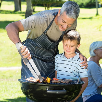 Haooryx Father BBQ Grill Tool Accessories Set - 3Pcs Best Papa Ever Stainless Steel Grilling Tong Fork Spatula Top Chef Dad Birthday Present Father Outdoor Housewarming Camping Holiday Party Supply