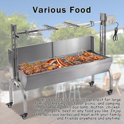 25-Inch Stainless Steel Pig Roaster Rotisserie Grill, Heavy Duty 176 LB Capacity Hog Spit for Outdoor Camping Backyard BBQ Party