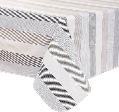Walrus Heavy Duty Vinyl Tablecloth with Flannel Backing Waterproof Oil-Proof Plastic Table Cloth Stain-Resistant Wipeable Rectangle or Square Table Cover for Indoor and Outdoor (Line,60x84 Inch)
