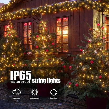 Selarlyt 2 Pack Solar String Lights Outdoor Waterproof, 72FT 200 LED Solar String Lights with 8 Lighting Modes, IP65 Waterproof Solar Lights Outdoor for Xmas Garden Party Tree Decor, Warm White