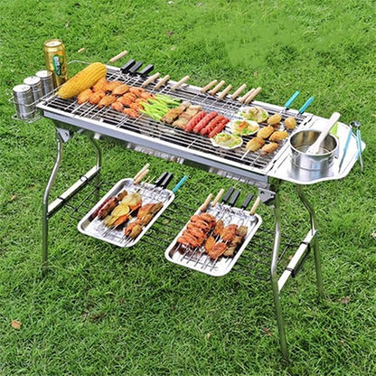Portable Charcoal Grill for Camping BBQ Grills Outdoor Barbecue Grill Stainless Steel BBQ Rack Household Charcoal Barbecue Stove Full BBQ Grill Set for 5 Person Or More,A-1