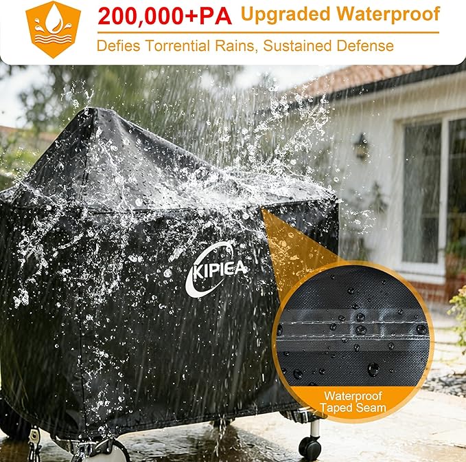 Kipiea 600D Heavy Duty Grill Cover for Weber Summit Kamado S6 Charcoal Grill - Charcoal Grill Cover with 4 Buckles, Wind Resistant Anti UV & No Tears(56" W X 36" D X 44.5" H)