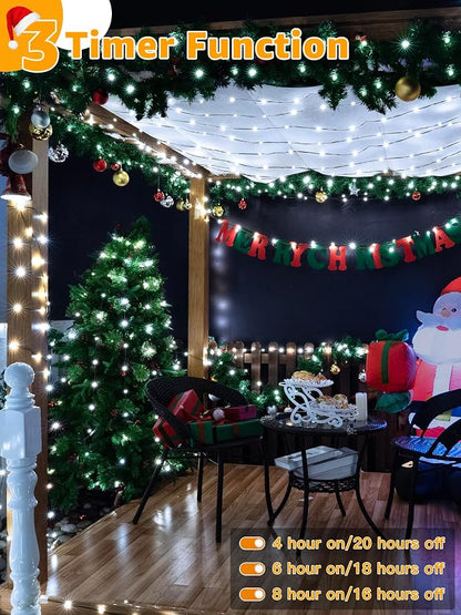 BrightChristmas 600 LED 196 FT Christmas Lights, Waterproof String Lights with Remote and Timer, Christmas Tree Lights with 8 Modes Dimmable, Fairy Lights for Holiday Decor (Cool White)