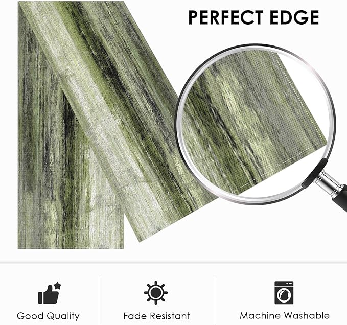 Emvency Farmhouse Table Runner, Vintage Olive Green and Grey Abstract Art Painting for Kitchen Coffee Table Family Dinners Holiday Parties Wedding Events Decor(13x90 inch)