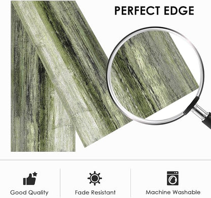 Emvency Farmhouse Table Runner, Vintage Olive Green and Grey Abstract Art Painting for Kitchen Coffee Table Family Dinners Holiday Parties Wedding Events Decor(13x108 inch)