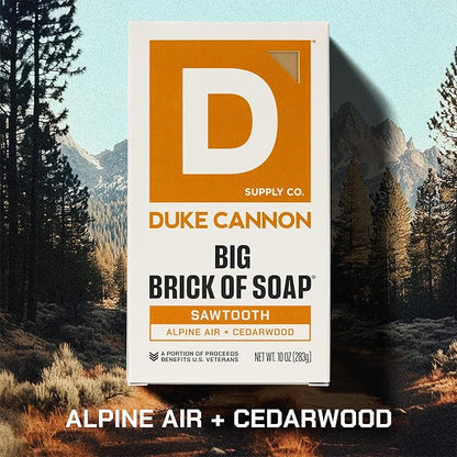 Duke Cannon Sawtooth Big Brick of Soap 4-Pack, 10 oz Each – Alpine Air & Cedarwood Scent, Large Triple-Milled Bar Soap for Men, Long-Lasting & Moisturizing