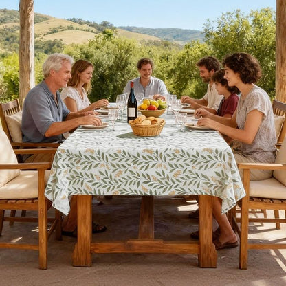 H.VERSAILTEX Linen Table Cloths Floral Printed Tablecloth Spill-Proof Waterproof Table Cover for Dining Buffet Feature Soft and Thick Fabric Wrinkle Free, 60 x 120 Inch, Adela Botanical Motif - Sage