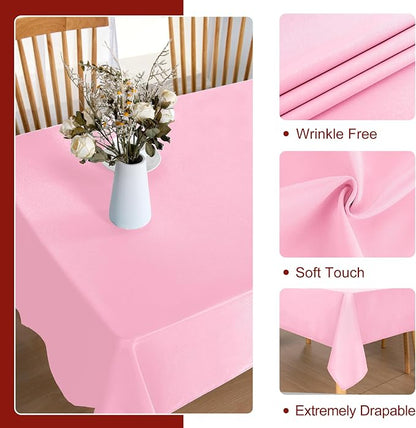 DWCN Pink Tablecloth Rectangle - Waterproof Stain and Wrinkle Resistant Washable Table Cloth, Decorative Fabric Table Cover for Kitchen Dining Room Party and Outdoor Use, 54 x 80 Inch