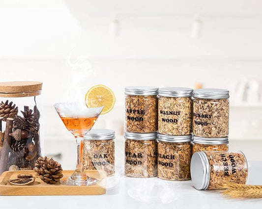 Natural Wood Chips for Cocktail Smoker - 8 Flavors - for Cocktail Parties, Fast-Burning Smoking Chips Compatible with Electric Whiskey Smokers & Smoke Guns, Smoker Accessories Gift Set for Men