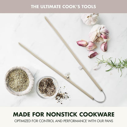 GreenPan Silicone Tong, Cooking Grilling Serving, Salad, Kitchen Utensil, Flexible Rubber Nonstick Cookware, Rigid Steel Core, Heat-Resistant, Anti-Slip Handle, BPA-Free, Dishwasher Safe, Taupe