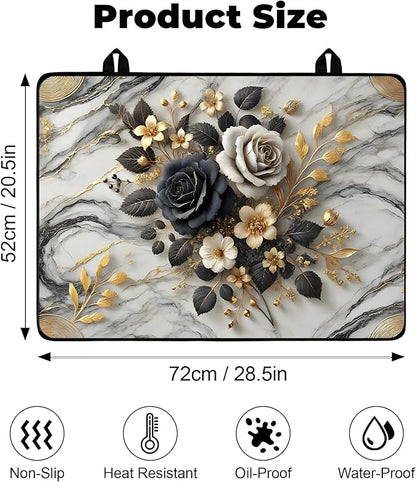 Heat-Resistant Glass Stove Top Cover with Anti-Slip Rubber Coating – 28.5x20.5 Inch Electric Stove Protector, Scratch-Resistant, Expands Counter Space, Stylish Kitchen Decor