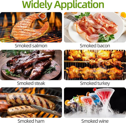 Smoking Wood Chips Cocktail Smoker, 8 Flavors Natural Wood Chips Including Cherry, Apple, Hickory, Beech, Pear, Walnut, Peach, Oak, Sawdust for Husband Father's Gift Smoke Gun Cocktails Drinks Food
