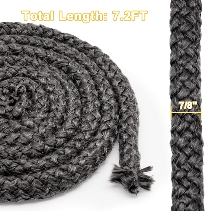 842-2350 Stove Door Gasket Rope for Quadra-Fire CB1200, 1200i Pellet Stoves and Quadrafire DV-44, DV30 Gas Stoves Parts, 7/8" x 7FT High Temperature Graphite Impregnated Fiberglass Seal Rope.
