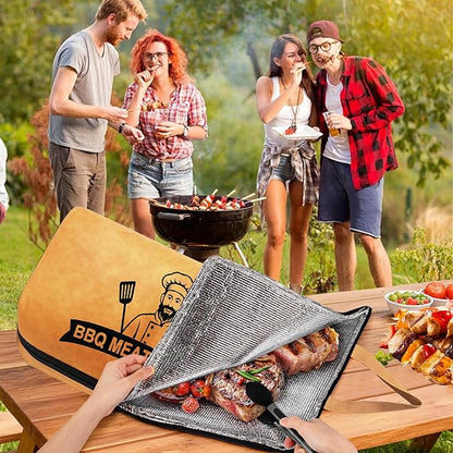 BBQ Blanket for Resting Meat - 21" & 15" Insulated Brisket Blanket Set with 25Pcs Butcher Paper & Oil Brush, 5-Layer Thermal Meat Resting Bag for Smoking Meat Accessories, BBQ Gifts for Men