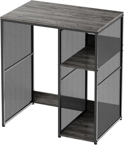KirKical 3-Tier Slate Rustic Grey Coffee Bar Cabinet with Mini Fridge Space | Heavy-Duty Baker Rack Microwave Stand, Utility Storage Organizer Shelf for Home Kitchen Dorm